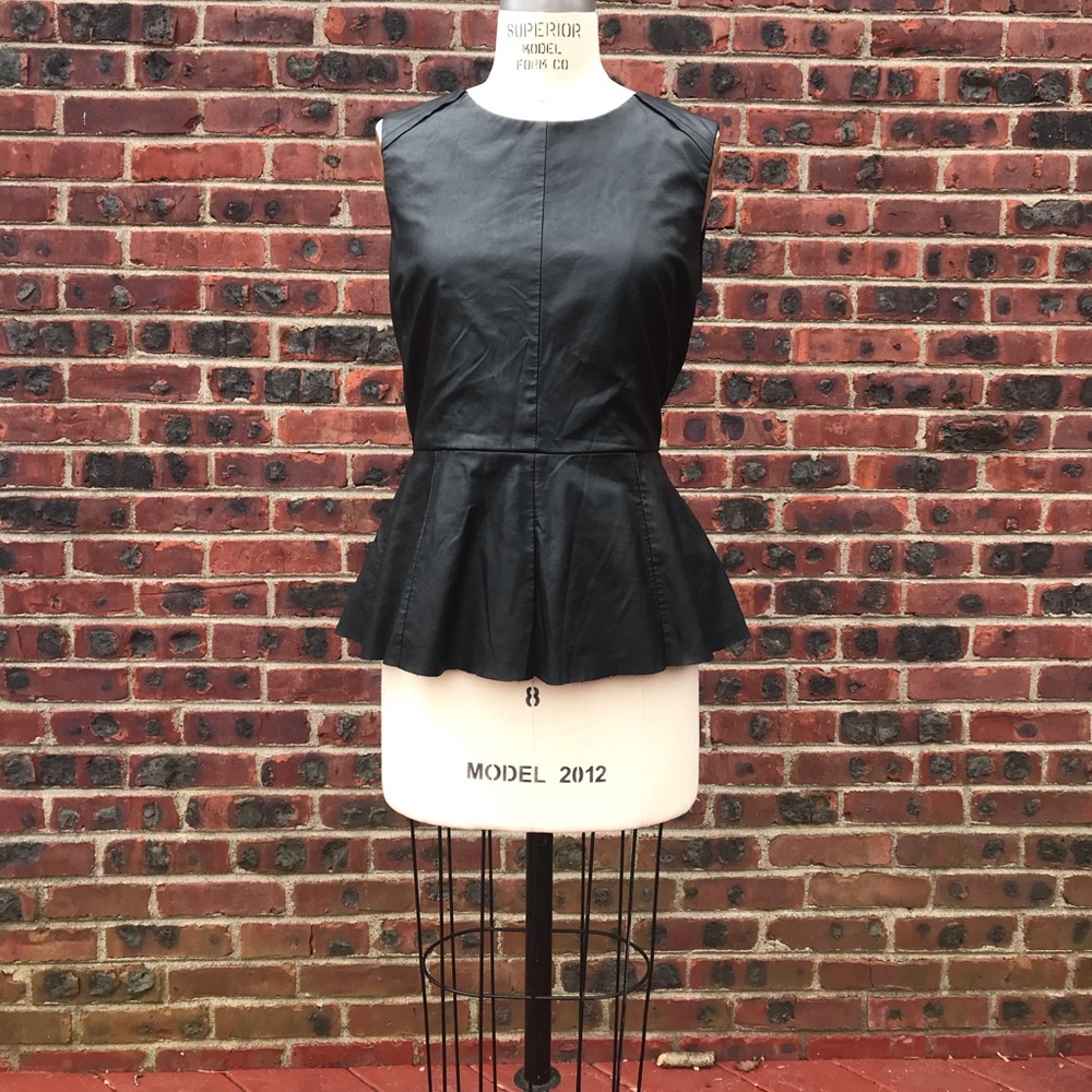Sexy Faux Leather Peplum Top